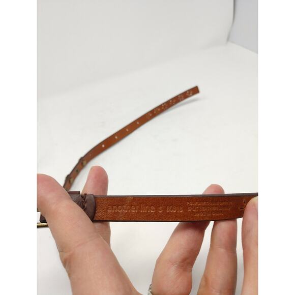 Another Line Nordstrom Women's Skinny Belt Waist Brown Gold Metal Flowers Small - Picture 4 of 5